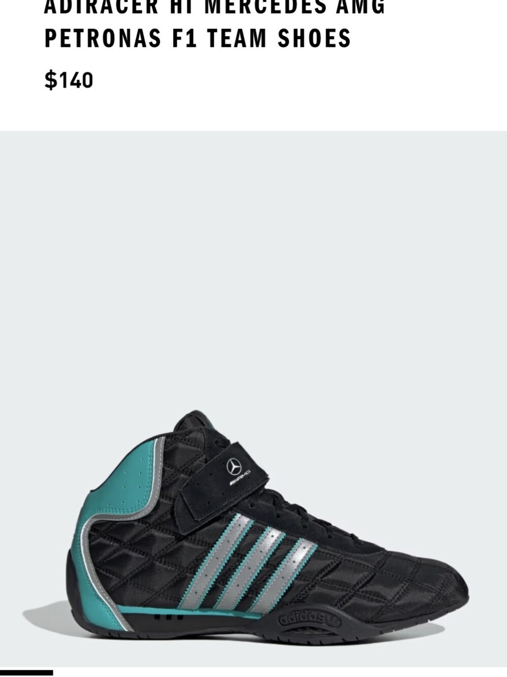 adidas Mercedez Adiracer Black & Teal High-Top Racing Sneakers